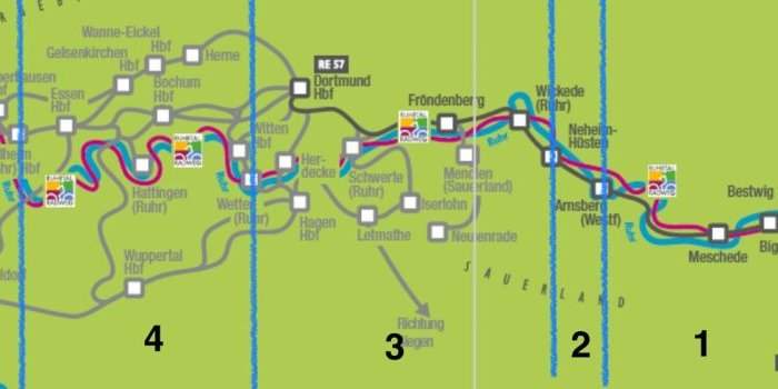 Rando vélo : descente de la Ruhr de Neheim-Arnsberg à Mülheim (Parcours 3 et 4)